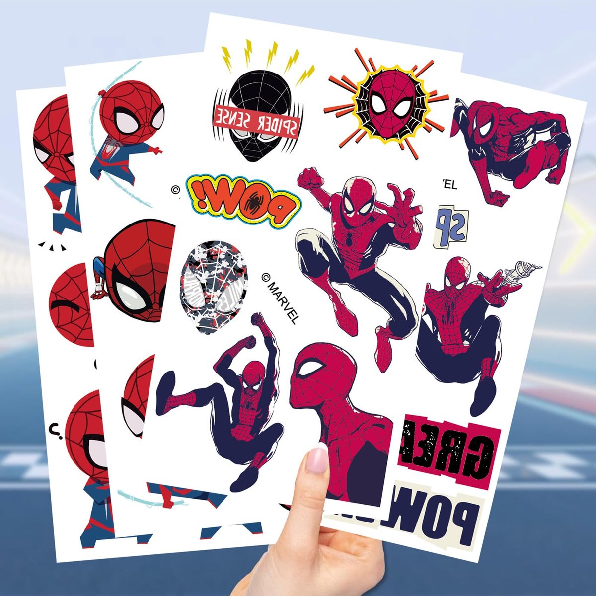 10 Sheets Spiderman Temporary Tattoos for Kids - Cool Birthday Party Favors, Cute Cartoon Decoration Sticker Gifts for Teen Girl Boys Home Activity Class Prizes Carnival Christmas Rewards - görsel 9
