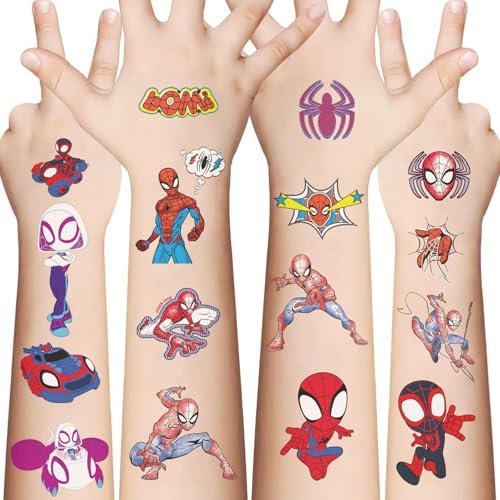 10 Sheets Spiderman Temporary Tattoos for Kids - Cool Birthday Party Favors, Cute Cartoon Decoration Sticker Gifts for Teen Girl Boys Home Activity Class Prizes Carnival Christmas Rewards - görsel 2