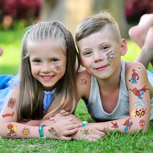 10 Sheets Spiderman Temporary Tattoos for Kids - Cool Birthday Party Favors, Cute Cartoon Decoration Sticker Gifts for Teen Girl Boys Home Activity Class Prizes Carnival Christmas Rewards - görsel 6