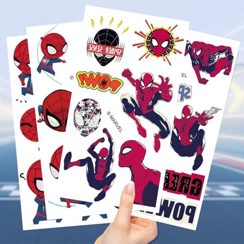 10 Sheets Spiderman Temporary Tattoos for Kids - Cool Birthday Party Favors, Cute Cartoon Decoration Sticker Gifts for Teen Girl Boys Home Activity Class Prizes Carnival Christmas Rewards - görsel 10