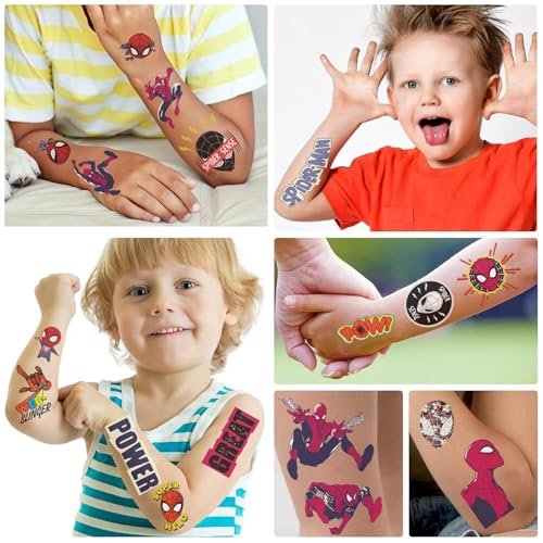 10 Sheets Spiderman Temporary Tattoos for Kids - Cool Birthday Party Favors, Cute Cartoon Decoration Sticker Gifts for Teen Girl Boys Home Activity Class Prizes Carnival Christmas Rewards - görsel 4