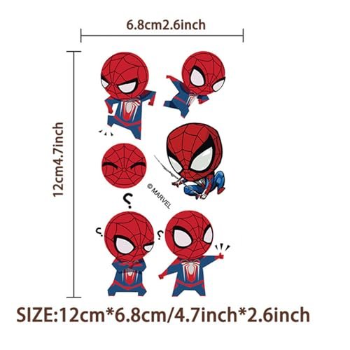 10 Sheets Spiderman Temporary Tattoos for Kids - Cool Birthday Party Favors, Cute Cartoon Decoration Sticker Gifts for Teen Girl Boys Home Activity Class Prizes Carnival Christmas Rewards - görsel 12