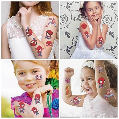 10 Sheets Spiderman Temporary Tattoos for Kids - Cool Birthday Party Favors, Cute Cartoon Decoration Sticker Gifts for Teen Girl Boys Home Activity Class Prizes Carnival Christmas Rewards - görsel 8