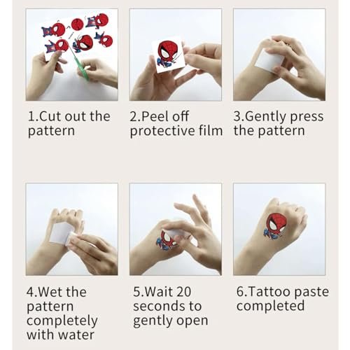 10 Sheets Spiderman Temporary Tattoos for Kids - Cool Birthday Party Favors, Cute Cartoon Decoration Sticker Gifts for Teen Girl Boys Home Activity Class Prizes Carnival Christmas Rewards - görsel 14