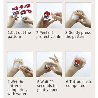 10 Sheets Spiderman Temporary Tattoos for Kids - Cool Birthday Party Favors, Cute Cartoon Decoration Sticker Gifts for Teen Girl Boys Home Activity Class Prizes Carnival Christmas Rewards