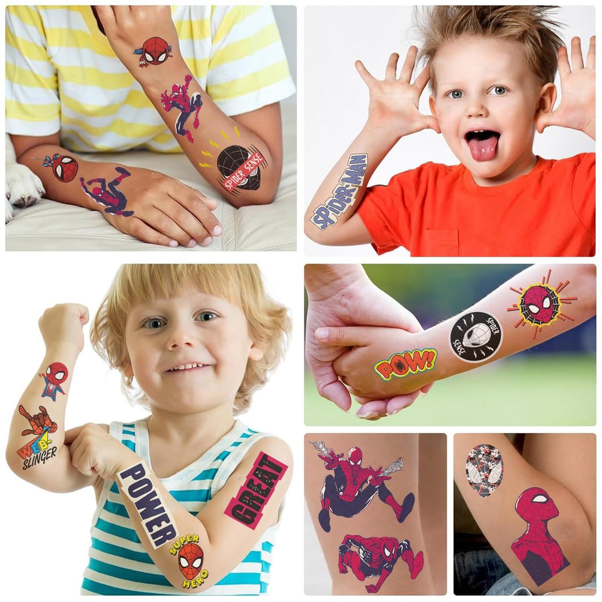 10 Sheets Spiderman Temporary Tattoos for Kids - Cool Birthday Party Favors, Cute Cartoon Decoration Sticker Gifts for Teen Girl Boys Home Activity Class Prizes Carnival Christmas Rewards - görsel 3
