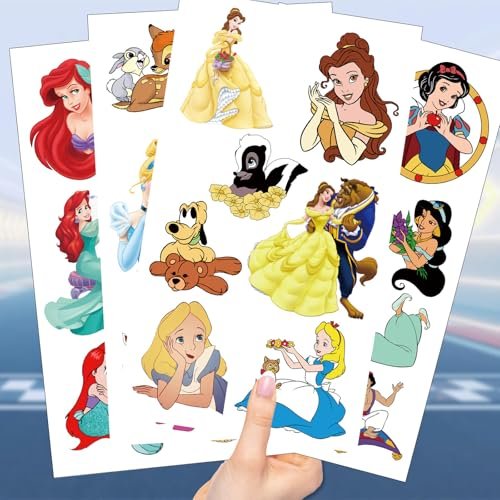 10 Sheets Disney Cartoon Temporary Tattoos for Kids - Princess Birthday Party Favors, Cute Cartoon Decoration Sticker Gifts for Teen Girls Boys Home Activity Class Prizes Carnival Christmas Rewards - görsel 10