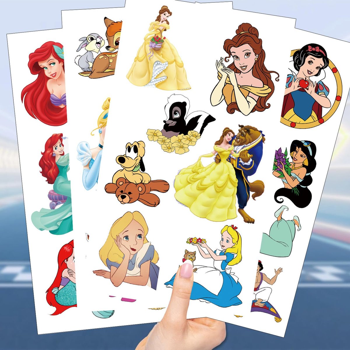10 Sheets Disney Cartoon Temporary Tattoos for Kids - Princess Birthday Party Favors, Cute Cartoon Decoration Sticker Gifts for Teen Girls Boys Home Activity Class Prizes Carnival Christmas Rewards - görsel 9