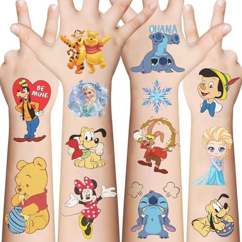 10 Sheets Disney Cartoon Temporary Tattoos for Kids - Princess Birthday Party Favors, Cute Cartoon Decoration Sticker Gifts for Teen Girls Boys Home Activity Class Prizes Carnival Christmas Rewards - görsel 2