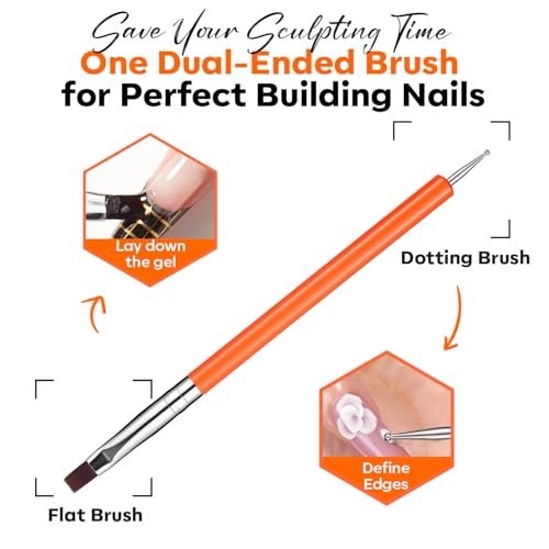modelones False Nail Gels Builder Nail Gel 3 Colors French Tip – 10-in-One Clear Nude Pink Hard Gel Nail Kit with Dual End Brush, Paper Forms for Extension Apex Building Sculpting LED Cured Avelisse