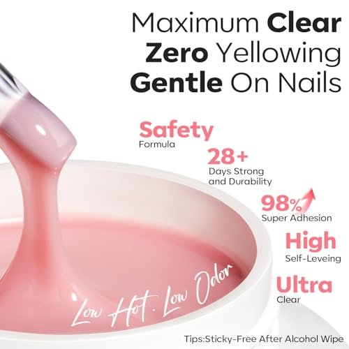 modelones False Nail Gels Builder Nail Gel 3 Colors French Tip – 10-in-One Clear Nude Pink Hard Gel Nail Kit with Dual End Brush, Paper Forms for Extension Apex Building Sculpting LED Cured Avelisse