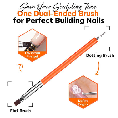 modelones False Nail Gels Builder Nail Gel 3 Colors French Tip – 10-in-One Clear Nude Pink Hard Gel Nail Kit with Dual End Brush, Paper Forms for Extension Apex Building Sculpting LED Cured Avelisse