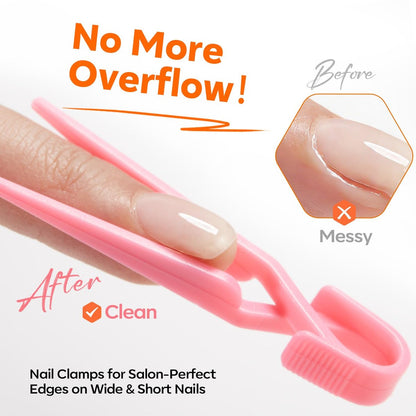modelones False Nail Gels Builder Nail Gel 3 Colors French Tip – 10-in-One Clear Nude Pink Hard Gel Nail Kit with Dual End Brush, Paper Forms for Extension Apex Building Sculpting LED Cured Avelisse