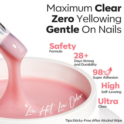 modelones False Nail Gels Builder Nail Gel 3 Colors French Tip – 10-in-One Clear Nude Pink Hard Gel Nail Kit with Dual End Brush, Paper Forms for Extension Apex Building Sculpting LED Cured Avelisse