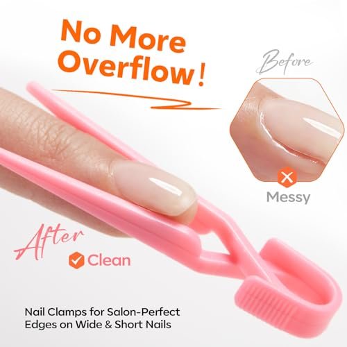 modelones False Nail Gels Builder Nail Gel 3 Colors French Tip – 10-in-One Clear Nude Pink Hard Gel Nail Kit with Dual End Brush, Paper Forms for Extension Apex Building Sculpting LED Cured Avelisse