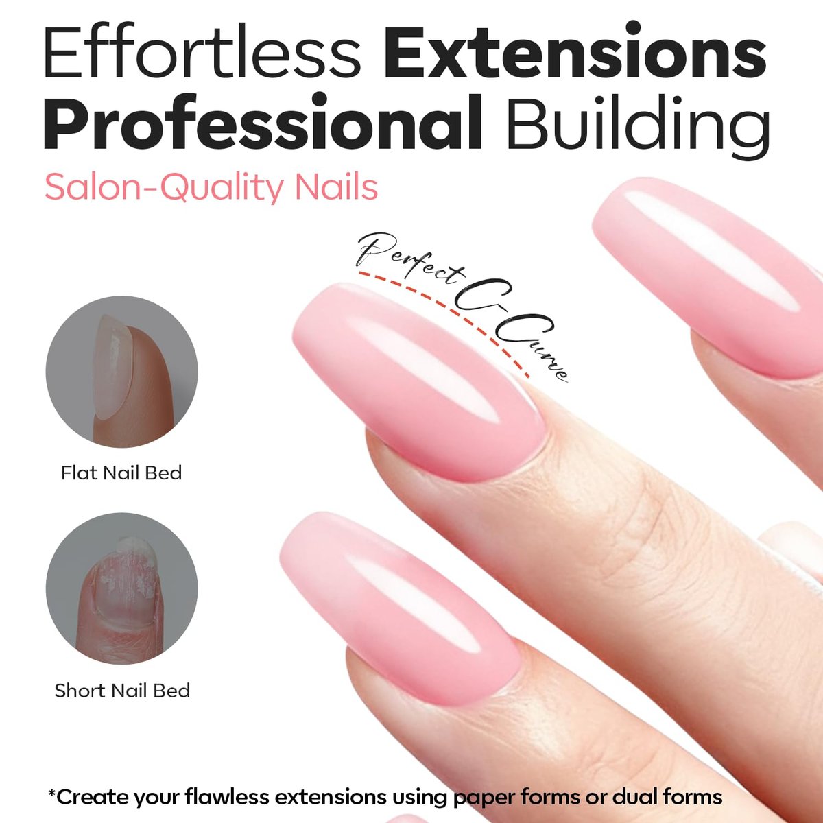 modelones False Nail Gels Builder Nail Gel 3 Colors French Tip – 10-in-One Clear Nude Pink Hard Gel Nail Kit with Dual End Brush, Paper Forms for Extension Apex Building Sculpting LED Cured Avelisse