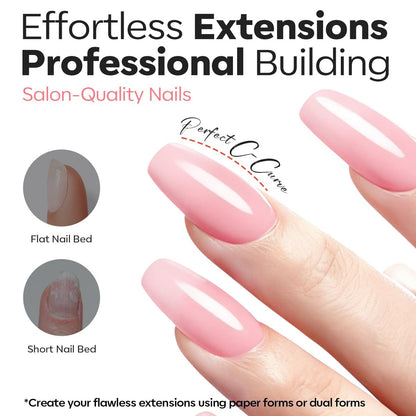 modelones False Nail Gels Builder Nail Gel 3 Colors French Tip – 10-in-One Clear Nude Pink Hard Gel Nail Kit with Dual End Brush, Paper Forms for Extension Apex Building Sculpting LED Cured Avelisse