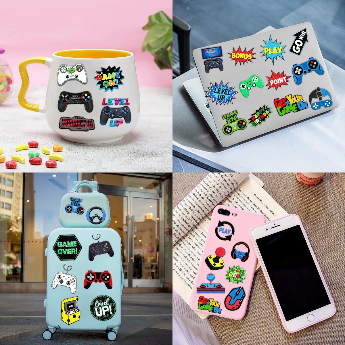 60 PCS Video Game Pre-Cut Temporary Tattoos for Kids Birthday Party Favors, Decorations, Supplies, Classroom Rewards, Carnival Prizes - 5 Sheets of Super Cute Gamer Tattoo Stickers for Boys & Girls - görsel 11