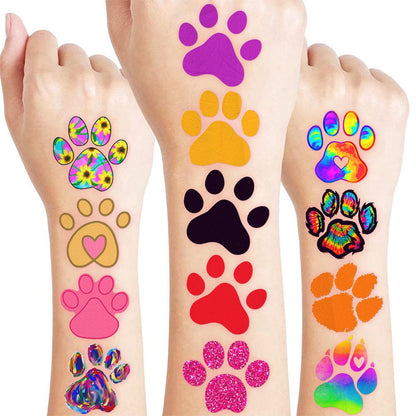 60 PCS Paw Print Temporary Tattoos for Kids - Pre-Cut Dog & Cat Animal Stickers | Perfect Party Favors, Birthday Decorations, Classroom Rewards & Goodie Bag Fillers for Boys & Girls