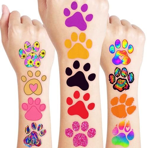 60 PCS Paw Print Temporary Tattoos for Kids - Pre-Cut Dog & Cat Animal Stickers | Perfect Party Favors, Birthday Decorations, Classroom Rewards & Goodie Bag Fillers for Boys & Girls - görsel 2