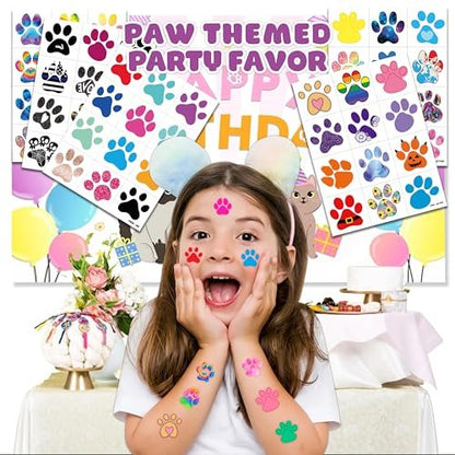 60 PCS Paw Print Temporary Tattoos for Kids - Pre-Cut Dog & Cat Animal Stickers | Perfect Party Favors, Birthday Decorations, Classroom Rewards & Goodie Bag Fillers for Boys & Girls
