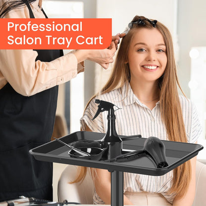 TASALON Rolling Salon Cart - Mobile Styling Station with Wheels, Adjustable Height Aluminum Tray Trolley for Salon Essentials, Includes 10 Disposable Tray Covers (Gold) Avelisse