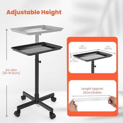 TASALON Rolling Salon Cart - Mobile Styling Station with Wheels, Adjustable Height Aluminum Tray Trolley for Salon Essentials, Includes 10 Disposable Tray Covers (Gold) Avelisse