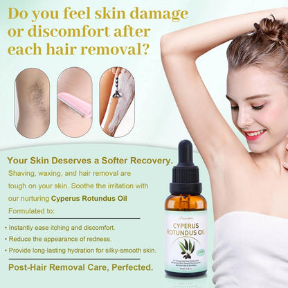 3 Pack Cyperus Rotundus Oil for Hair Removal - Reduce Unwanted Hair Growth Naturally, Moisturizing & Soothing Body Oil for All Skin Types