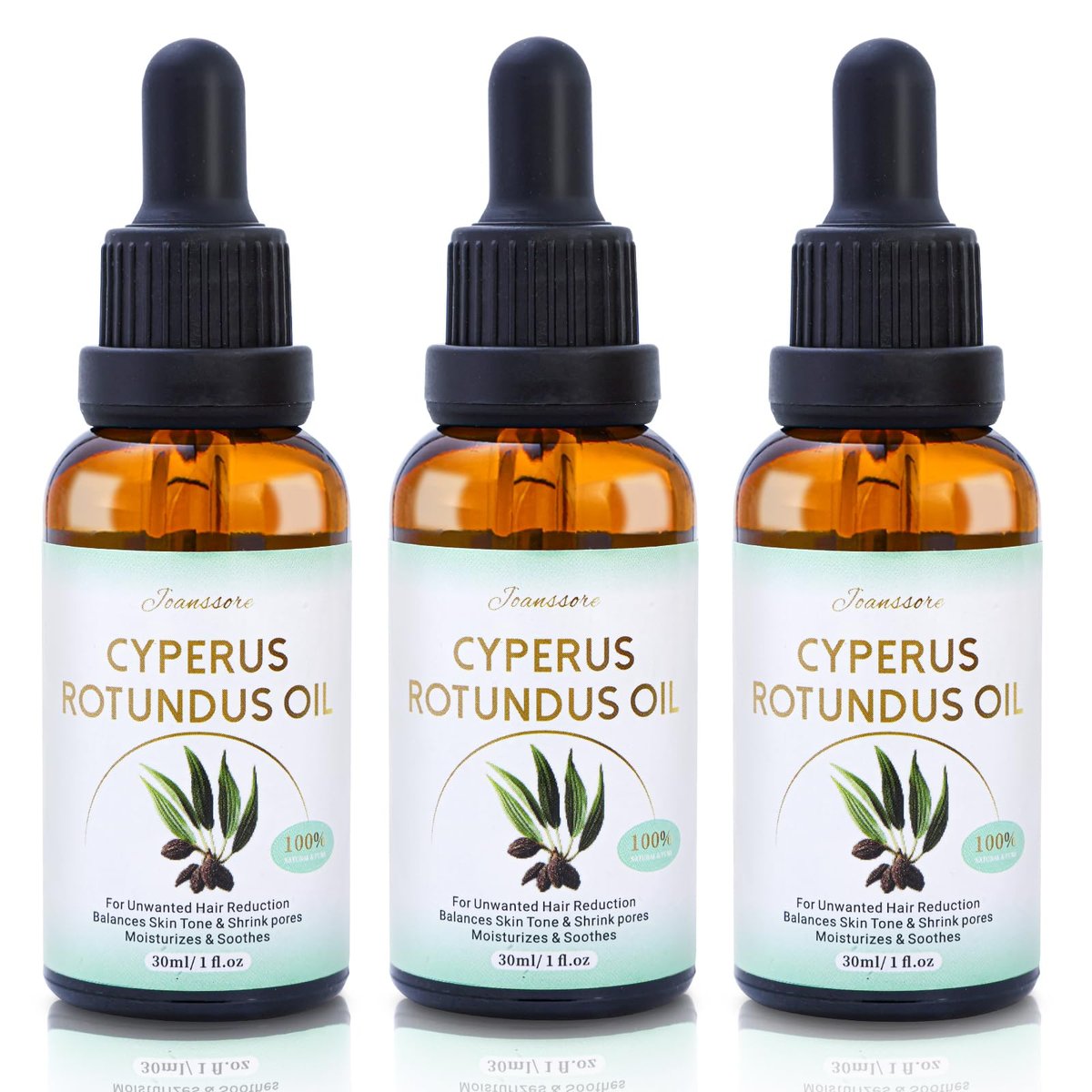 3 Pack Cyperus Rotundus Oil for Hair Removal - Reduce Unwanted Hair Growth Naturally, Moisturizing & Soothing Body Oil for All Skin Types - görsel 1