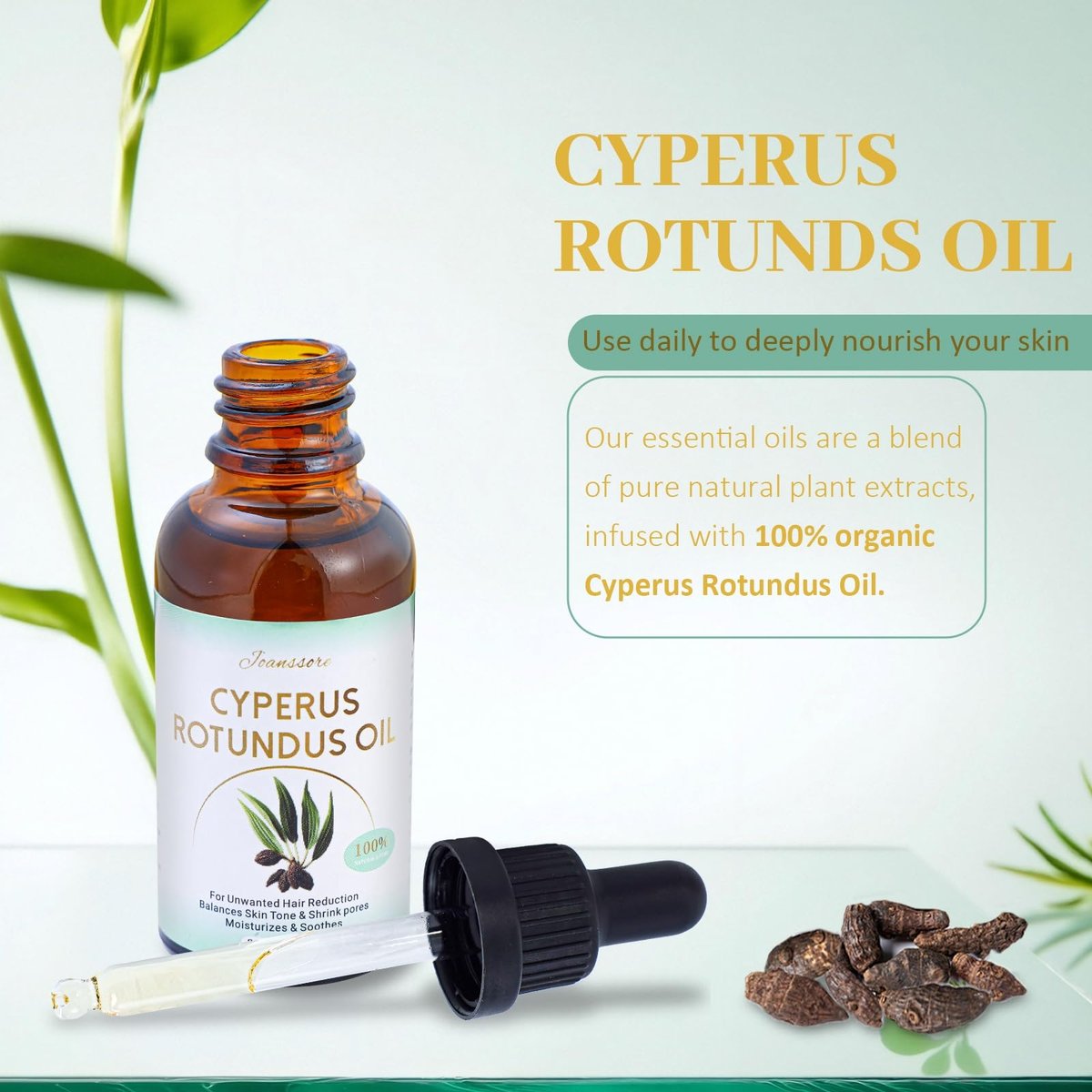3 Pack Cyperus Rotundus Oil for Hair Removal - Reduce Unwanted Hair Growth Naturally, Moisturizing & Soothing Body Oil for All Skin Types - görsel 13