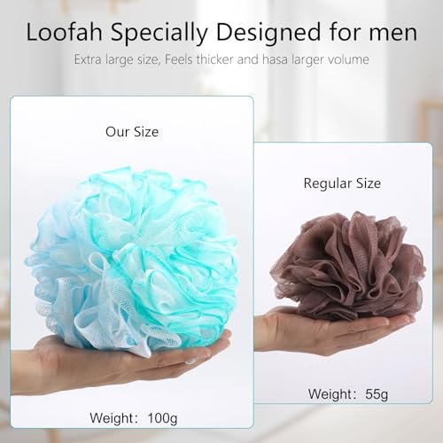 BTYMS XXL Large Loofah Bath Sponge 100g/pc, 6Pcs Exfoliating Mesh Pouf Bath Scrunchies Shower Puffs for Men and Women - görsel 4