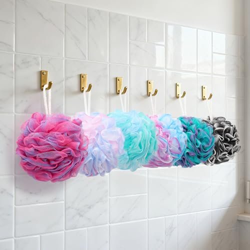 BTYMS XXL Large Loofah Bath Sponge 100g/pc, 6Pcs Exfoliating Mesh Pouf Bath Scrunchies Shower Puffs for Men and Women - görsel 14
