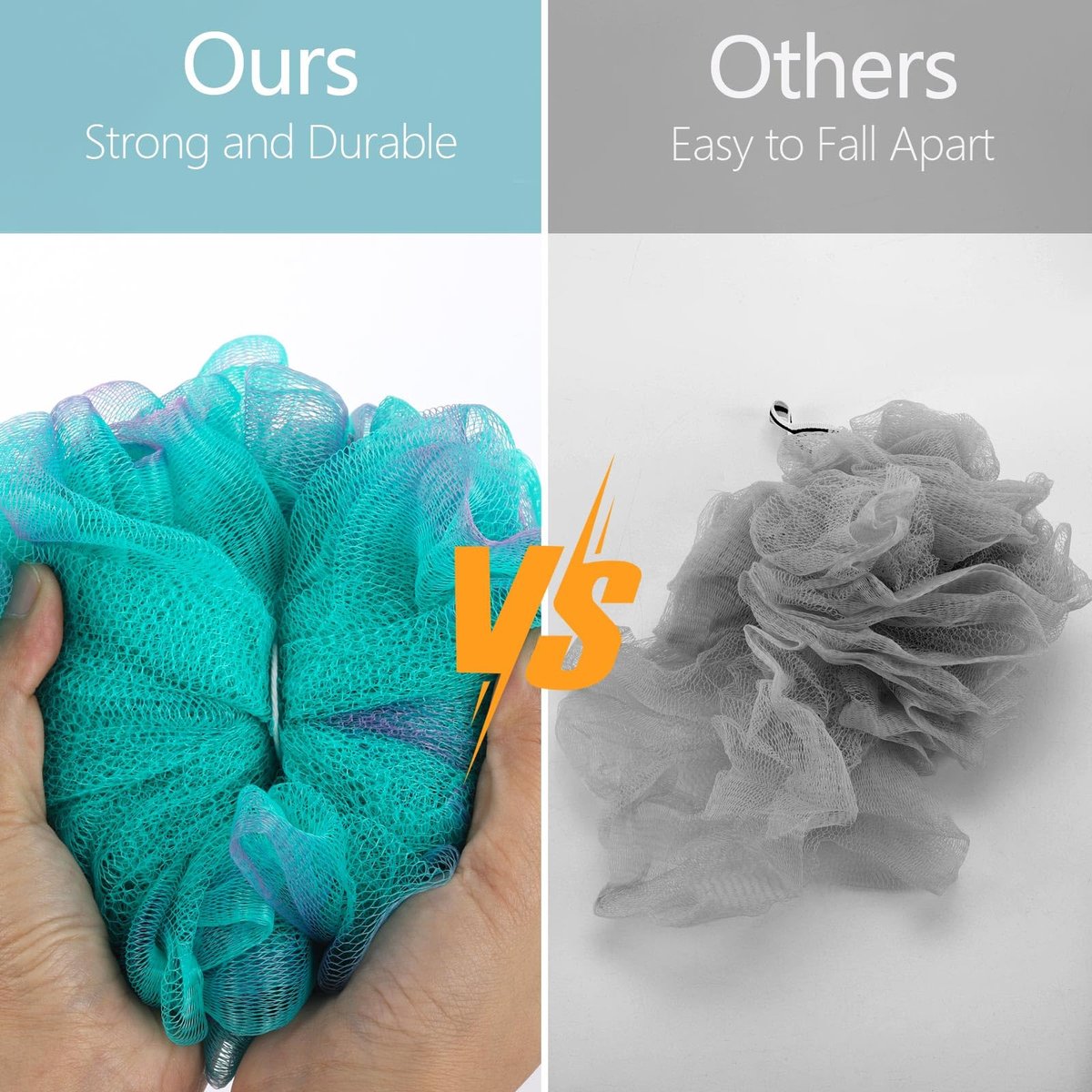 BTYMS XXL Large Loofah Bath Sponge 100g/pc, 6Pcs Exfoliating Mesh Pouf Bath Scrunchies Shower Puffs for Men and Women - görsel 7