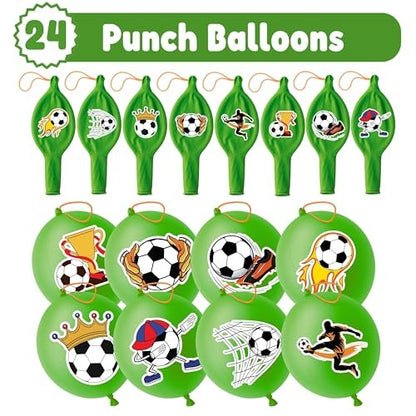 72 PCS Soccer Party Favors – 48 Pre-Cut Temporary Tattoos & 24 Soccer Punch Balloons Themed Birthday Party Decorations Supplies Favors Soccer Team Gifts Goodie Bag Fillers Classroom Rewards