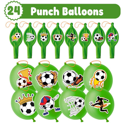 72 PCS Soccer Party Favors – 48 Pre-Cut Temporary Tattoos & 24 Soccer Punch Balloons Themed Birthday Party Decorations Supplies Favors Soccer Team Gifts Goodie Bag Fillers Classroom Rewards