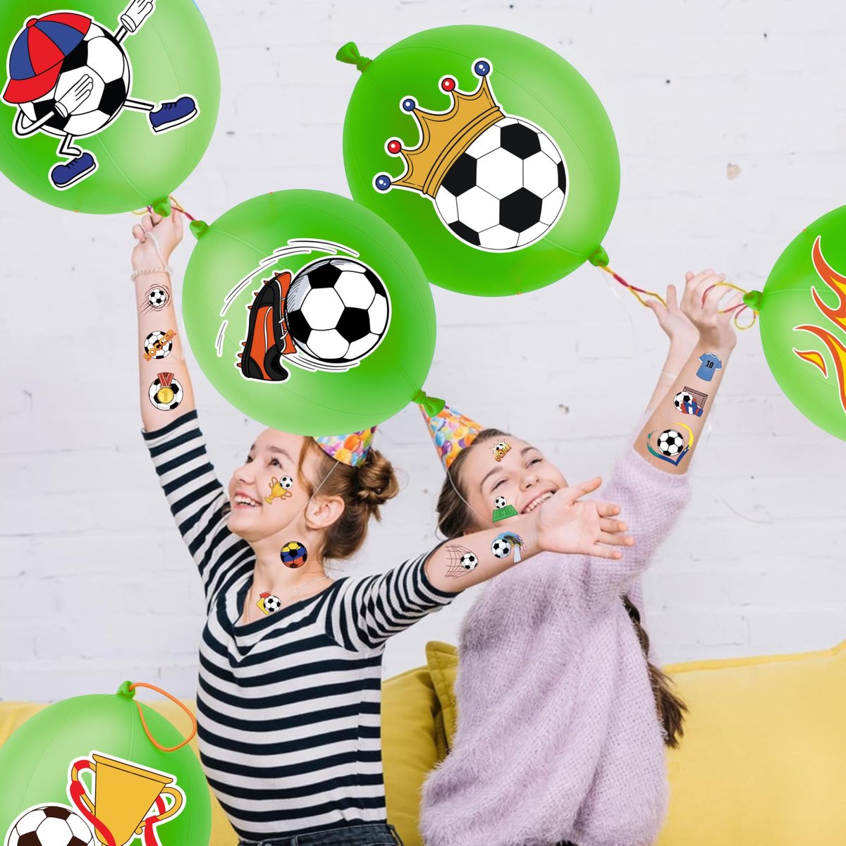 72 PCS Soccer Party Favors – 48 Pre-Cut Temporary Tattoos & 24 Soccer Punch Balloons Themed Birthday Party Decorations Supplies Favors Soccer Team Gifts Goodie Bag Fillers Classroom Rewards - görsel 3