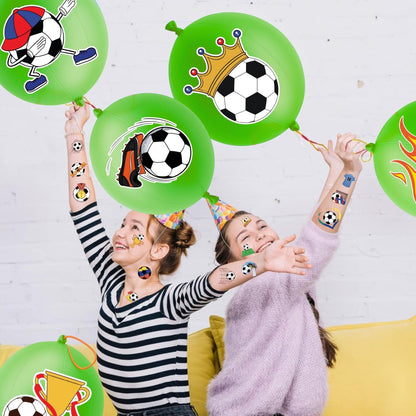 72 PCS Soccer Party Favors – 48 Pre-Cut Temporary Tattoos & 24 Soccer Punch Balloons Themed Birthday Party Decorations Supplies Favors Soccer Team Gifts Goodie Bag Fillers Classroom Rewards