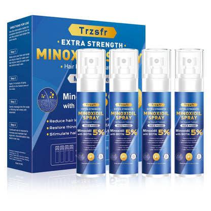 5% Minoxidil Hair Growth Serum for Men & Women | Extra Strength with Biotin | 6-Month Supply (4 Pack, 14 fl oz) | Clinically Proven Hair Regrowth Treatment for Thinning Hair & Beard Growth Avelisse