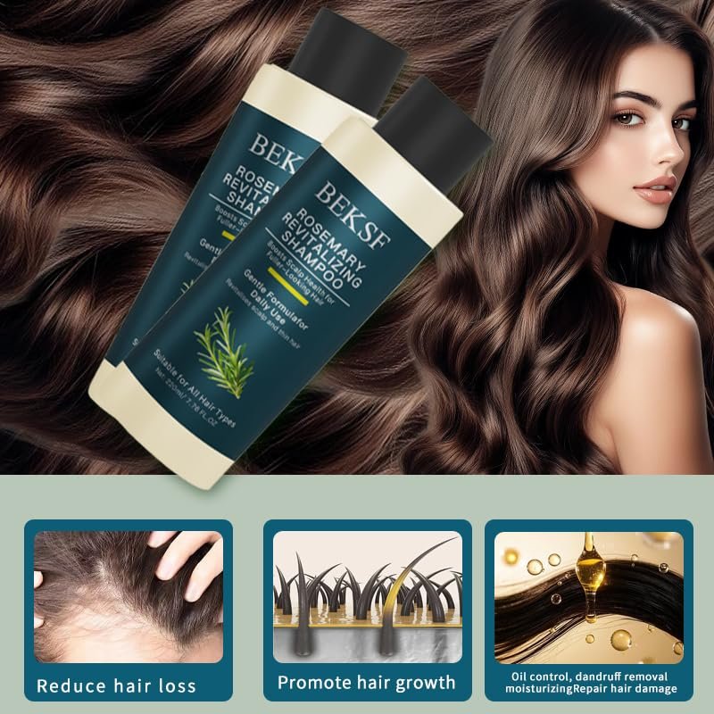 BEKSF Rosemary Shampoo - Sulfate & Paraben-Free for Oily Scalp & Sensitive Skin | 2-Pack Avelisse