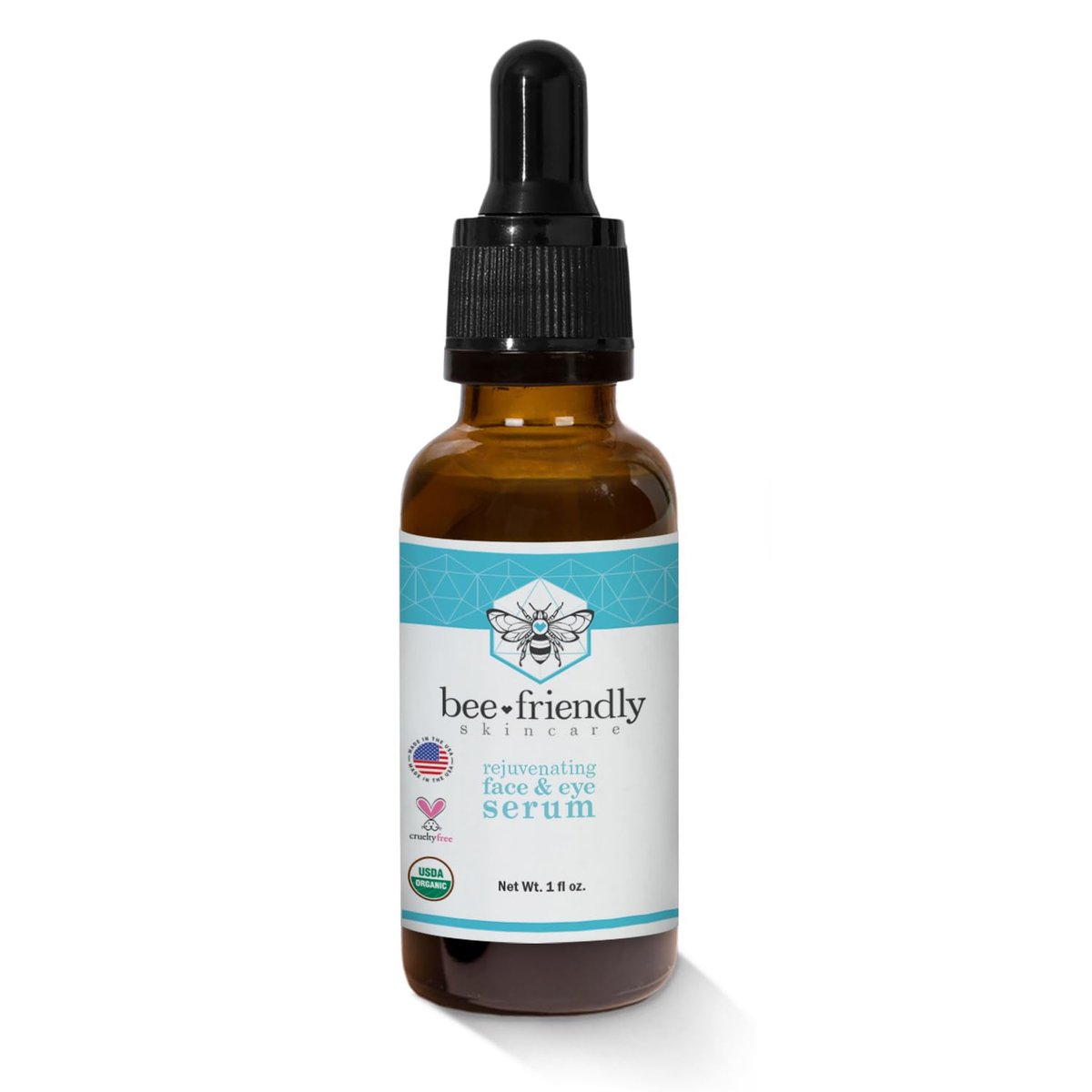 Organic Face & Eye Serum by BeeFriendly – Deep Hydration, Nourishes, Tightens, Firms, and Lifts Facial Skin – USDA Certified & All Natural Serum for Women or Men, 1 oz Avelisse