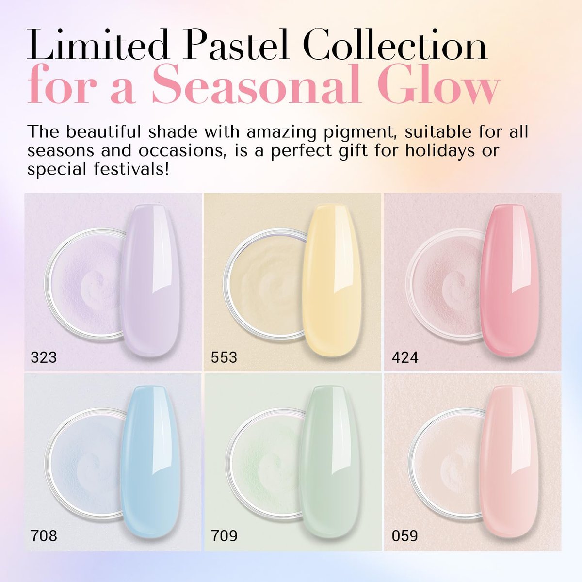 AZUREBEAUTY 6 Colors Pastel Macaron Dip Powder Nail Kit – Cream Yellow, Blue, Mint Green – No UV Lamp Needed Avelisse