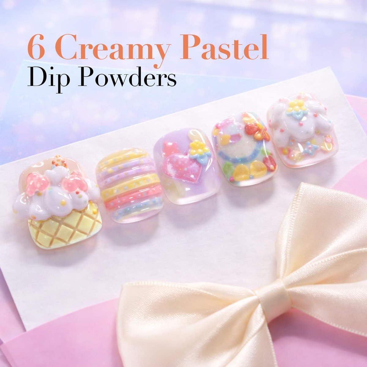 AZUREBEAUTY 6 Colors Pastel Macaron Dip Powder Nail Kit – Cream Yellow, Blue, Mint Green – No UV Lamp Needed Avelisse