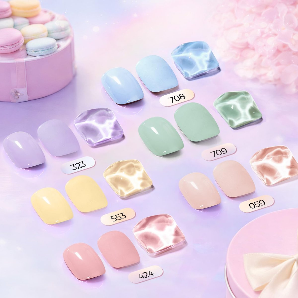 AZUREBEAUTY 6 Colors Pastel Macaron Dip Powder Nail Kit – Cream Yellow, Blue, Mint Green – No UV Lamp Needed Avelisse