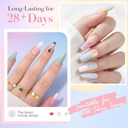 AZUREBEAUTY 6 Colors Pastel Macaron Dip Powder Nail Kit – Cream Yellow, Blue, Mint Green – No UV Lamp Needed Avelisse