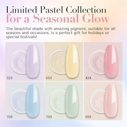 AZUREBEAUTY 6 Colors Pastel Macaron Dip Powder Nail Kit – Cream Yellow, Blue, Mint Green – No UV Lamp Needed Avelisse