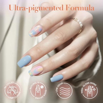 AZUREBEAUTY 6 Colors Pastel Macaron Dip Powder Nail Kit – Cream Yellow, Blue, Mint Green – No UV Lamp Needed Avelisse