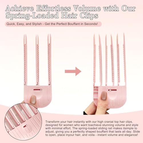NITOTECA Hair Volume Clip (2pcs) – Volumizing Root Lift Tool for Thin Hair, Fluffy Bangs, Wedding & Daily Styling – Pink - görsel 8