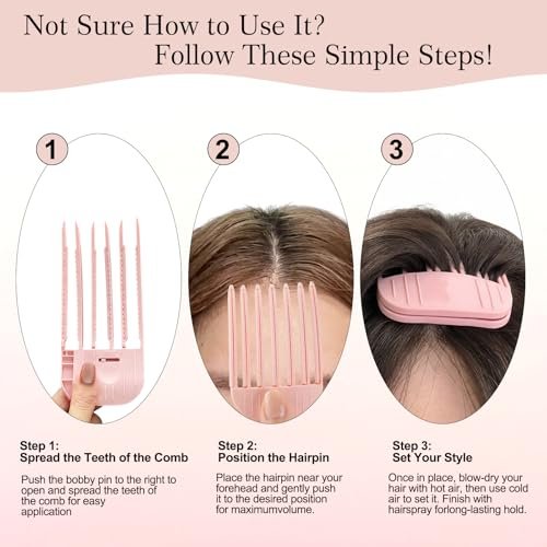 NITOTECA Hair Volume Clip (2pcs) – Volumizing Root Lift Tool for Thin Hair, Fluffy Bangs, Wedding & Daily Styling – Pink - görsel 10
