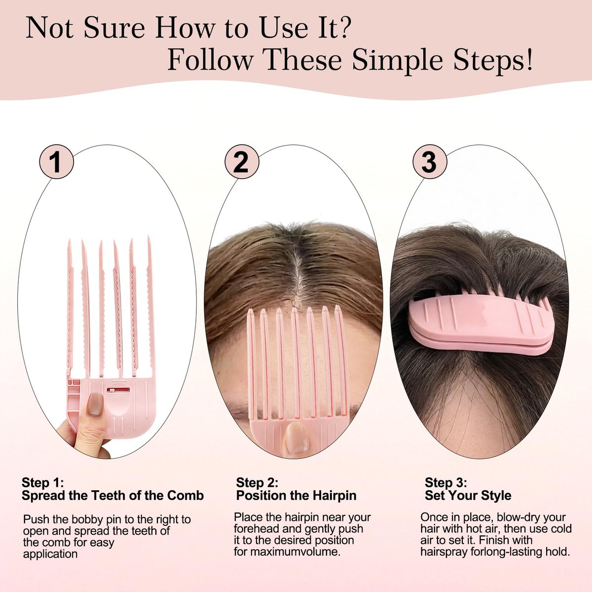 NITOTECA Hair Volume Clip (2pcs) – Volumizing Root Lift Tool for Thin Hair, Fluffy Bangs, Wedding & Daily Styling – Pink - görsel 9