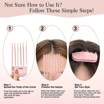 NITOTECA Hair Volume Clip (2pcs) – Volumizing Root Lift Tool for Thin Hair, Fluffy Bangs, Wedding & Daily Styling – Pink